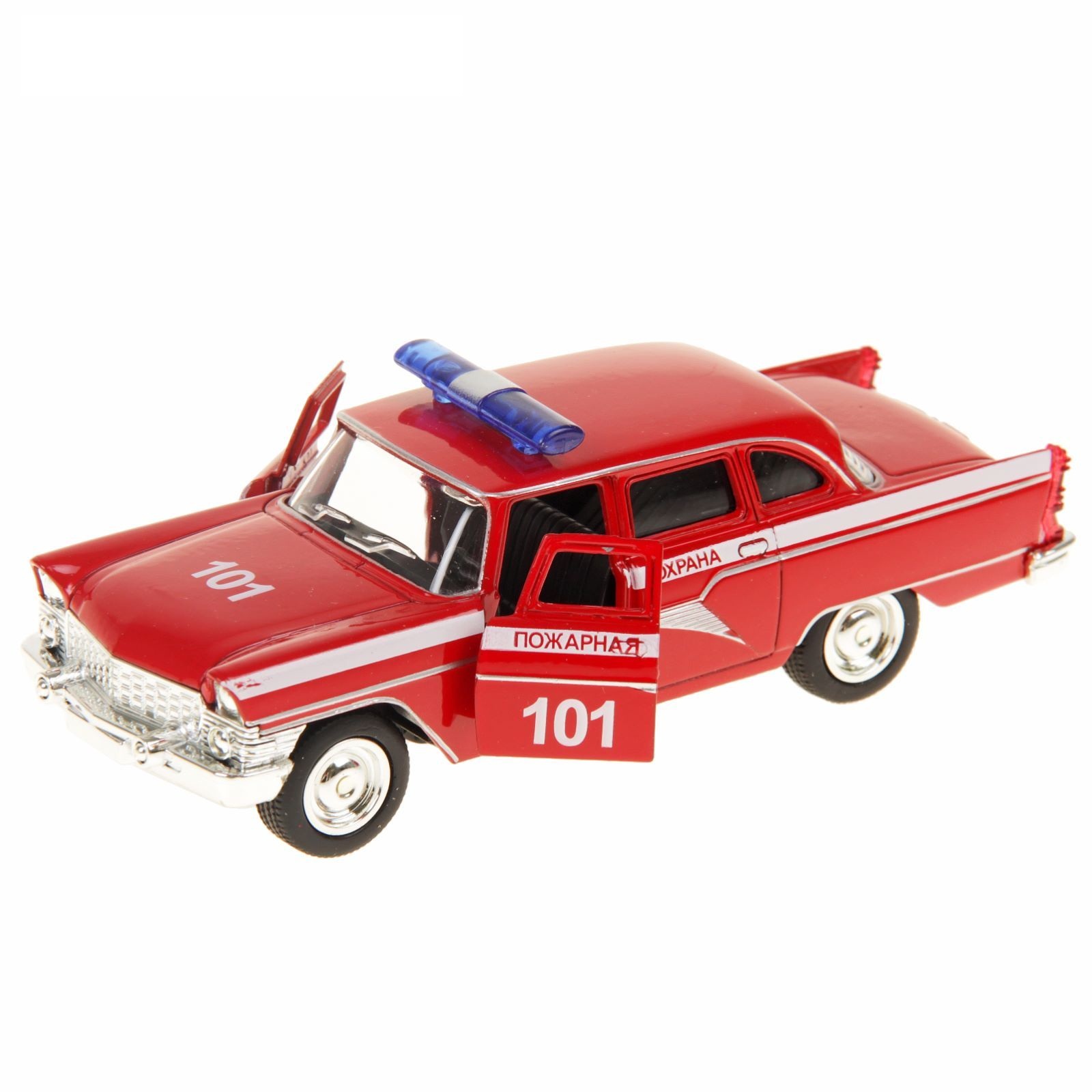 Металлическая машинка Play Smart 1:48 «Чайка. Пожарная» 12 см 6410-C Автопарк, инерционная