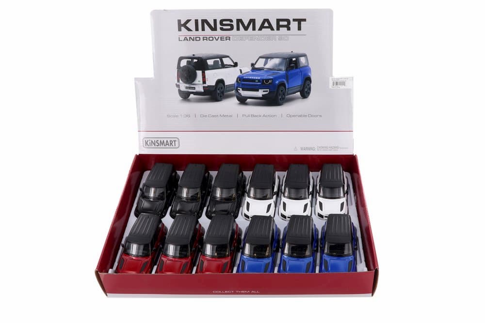 Металлическая машинка Kinsmart 1:36 «Land Rover Defender 90» KT5428D, инерционная / Черный