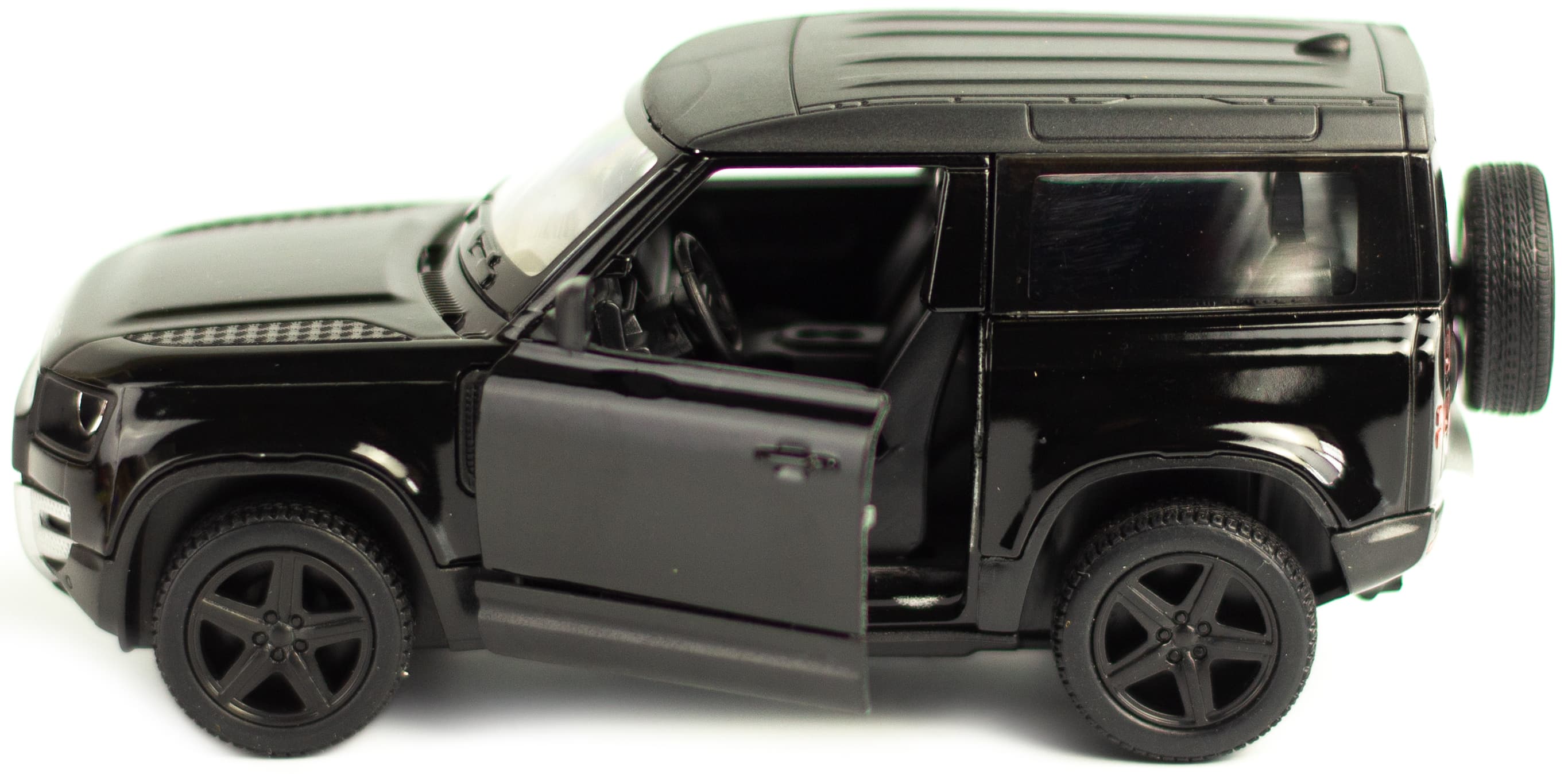 Металлическая машинка Kinsmart 1:36 «Land Rover Defender 90» KT5428D, инерционная / Черный