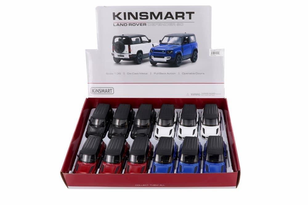 Металлическая машинка Kinsmart 1:36 «Land Rover Defender 90» KT5428D, инерционная / Синий