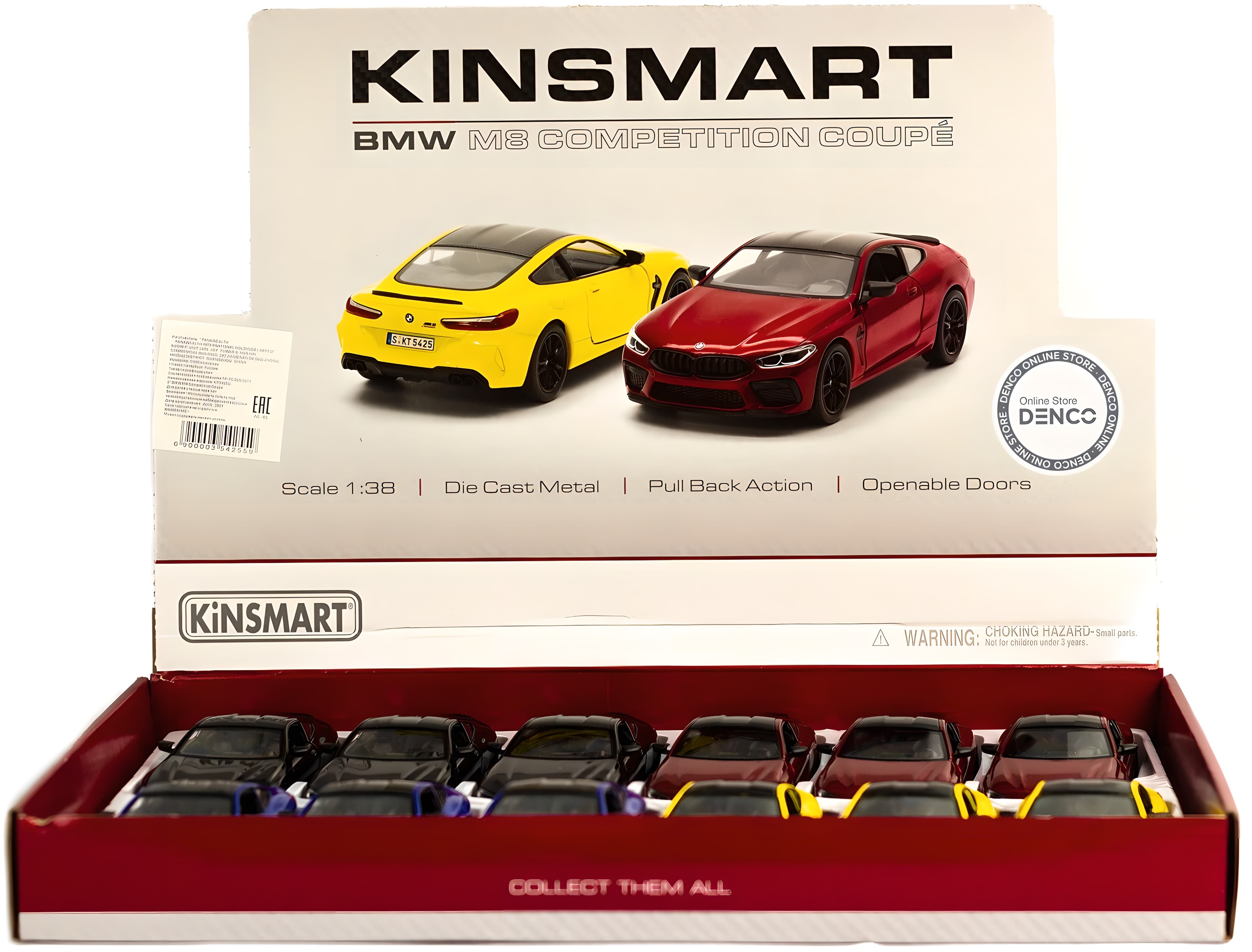 Металлическая машинка Kinsmart 1:38 «BMW M8 Competition Coupe» KT5425D, инерционная / Черный