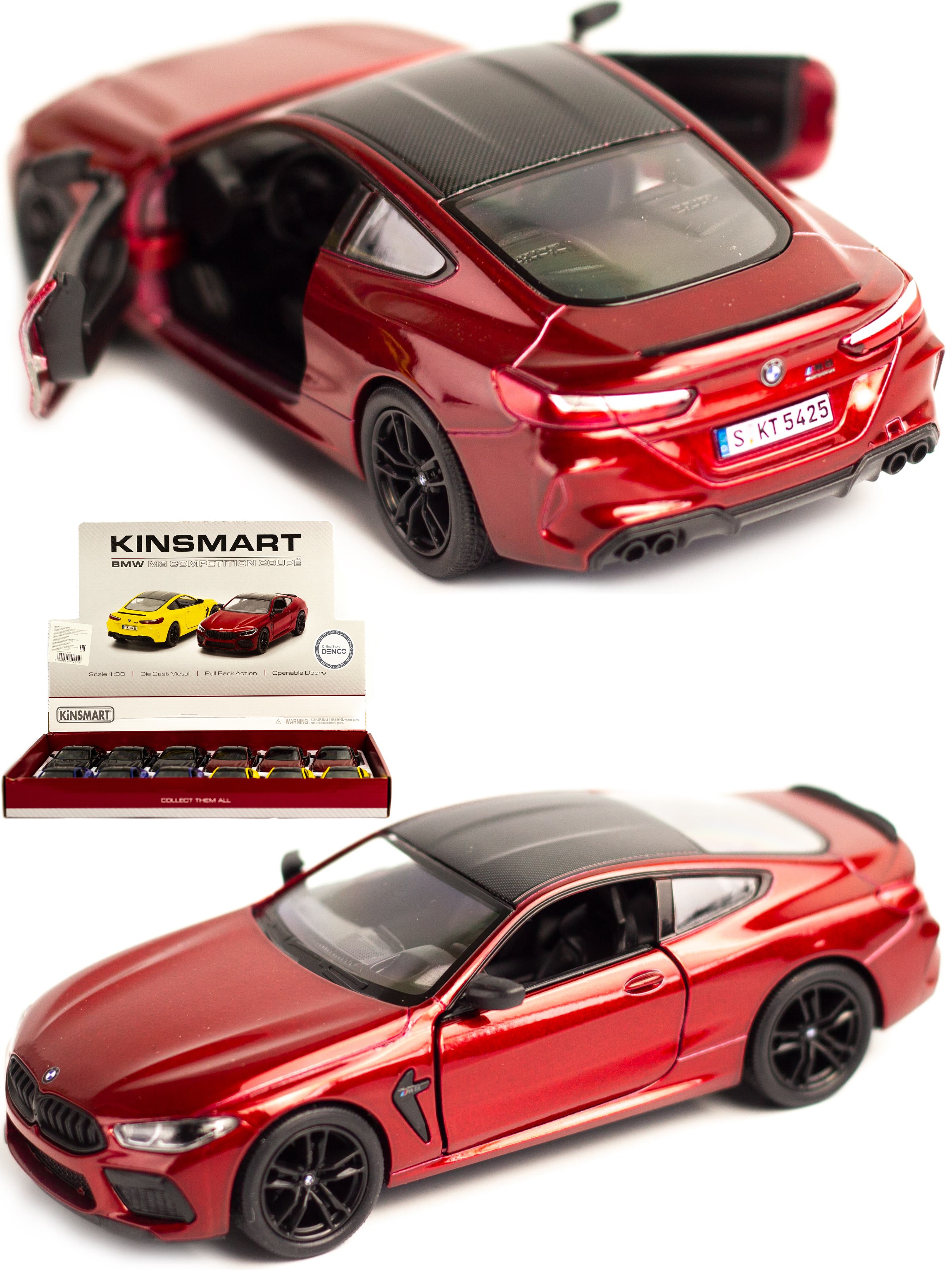 Металлическая машинка Kinsmart 1:38 «BMW M8 Competition Coupe» KT5425D,  инерционная / Красный