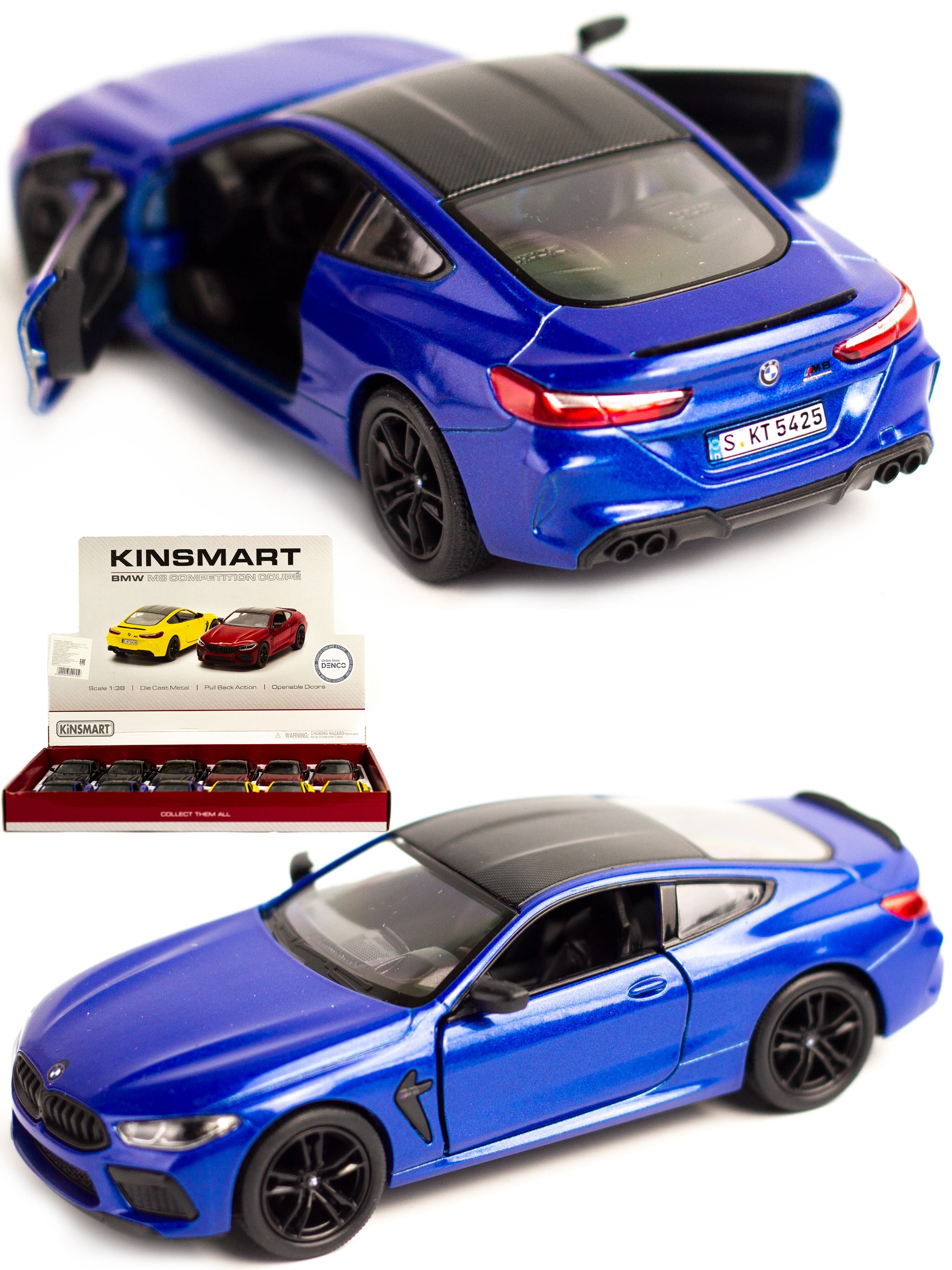 Металлическая машинка Kinsmart 1:38 «BMW M8 Competition Coupe» KT5425D, инерционная / Синий