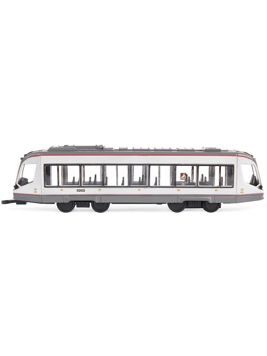 Металлический трамвай Play Smart 1:50 «Трамвай современный» 17,5 см. 6583D, инерционный / Серый
