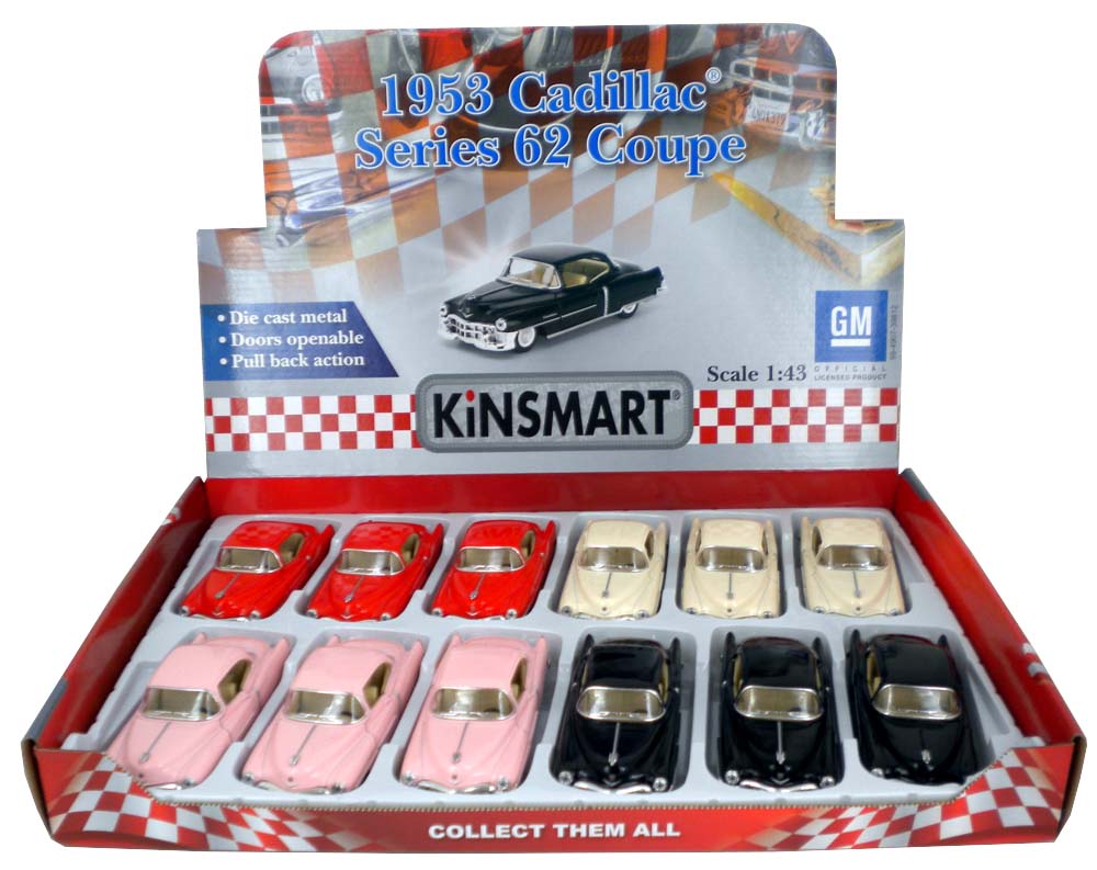 Металлическая машинка Kinsmart 1:43 «1953 Cadillac Series 62 Coupe» KT5339D, инерционная / Розовый