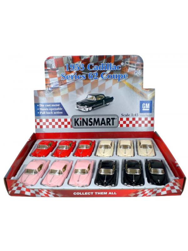 Металлическая машинка Kinsmart 1:43 «1953 Cadillac Series 62 Coupe» KT5339D, инерционная / Розовый