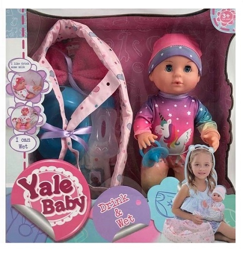 Пупсик Yale Беби 30см с люлькой-переноской с аксессуарами в коробке