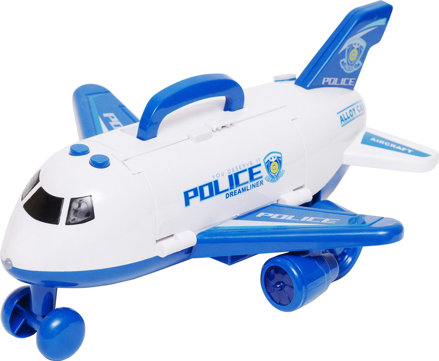 Грузовой самолет-парковка с машинками Six-Six-Zero «Police» 660-A279 / пар, свет, звук