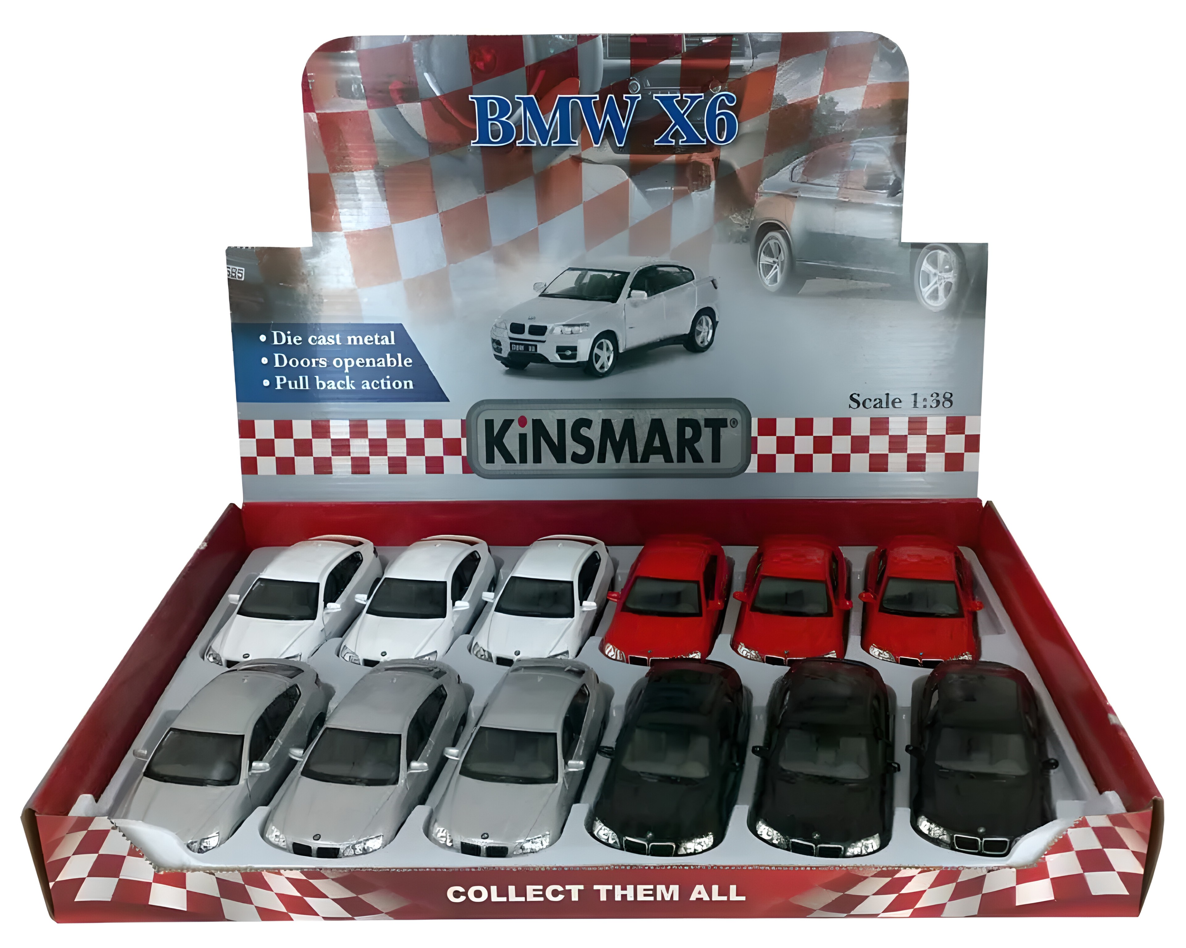 Металлическая машинка Kinsmart 1:38 «BMW X6» KT5336D, инерционная / Красный