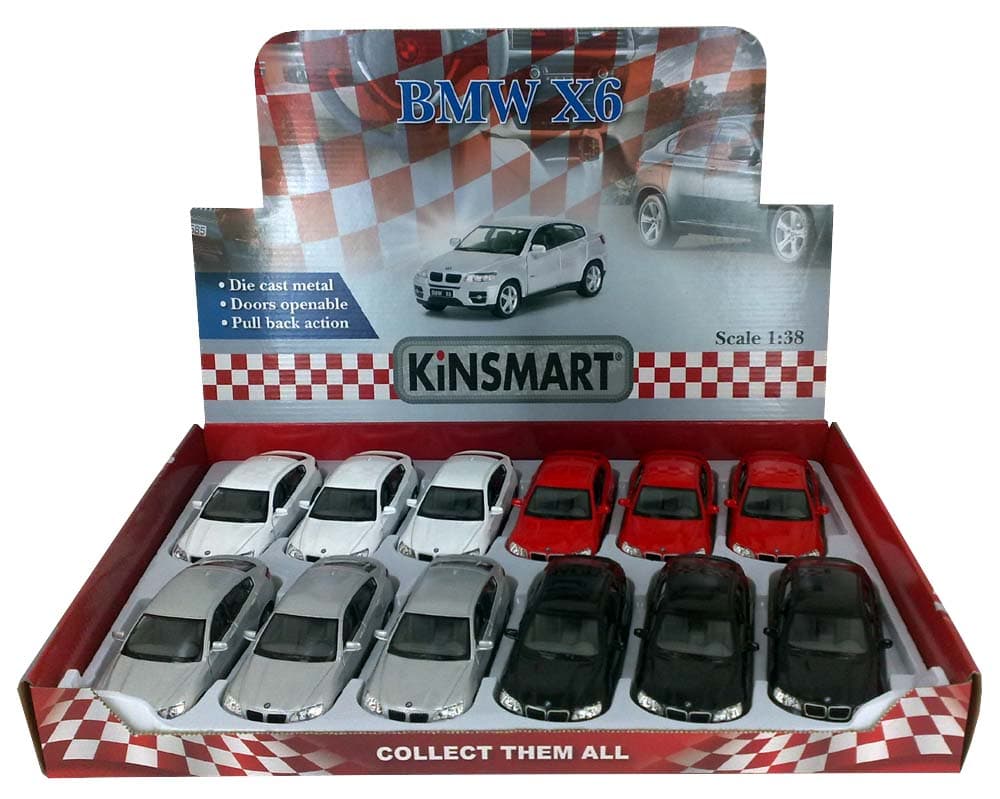 Металлическая машинка Kinsmart 1:38 «BMW X6» KT5336D, инерционная / Белый