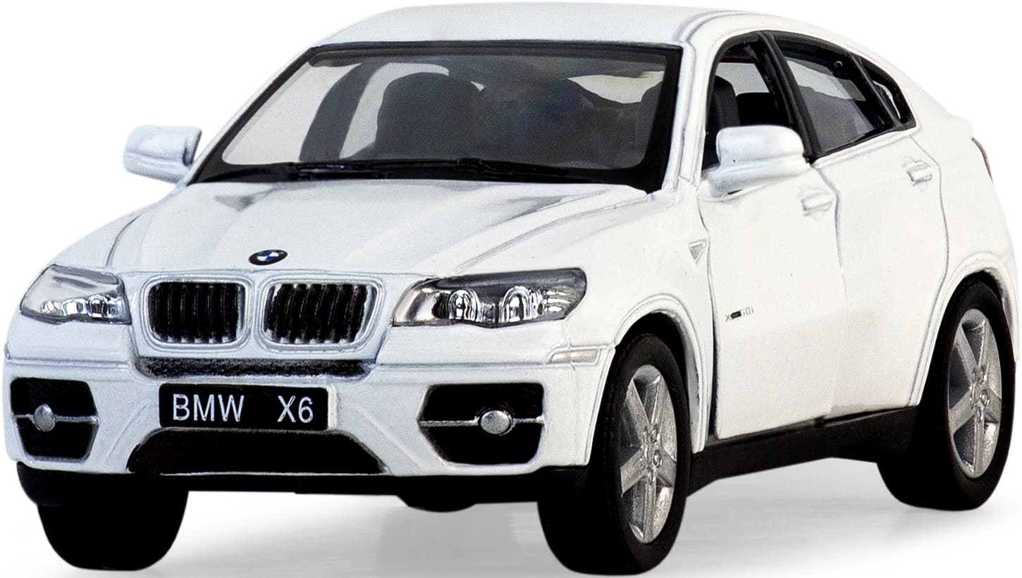 Металлическая машинка Kinsmart 1:38 «BMW X6» KT5336D, инерционная / Белый
