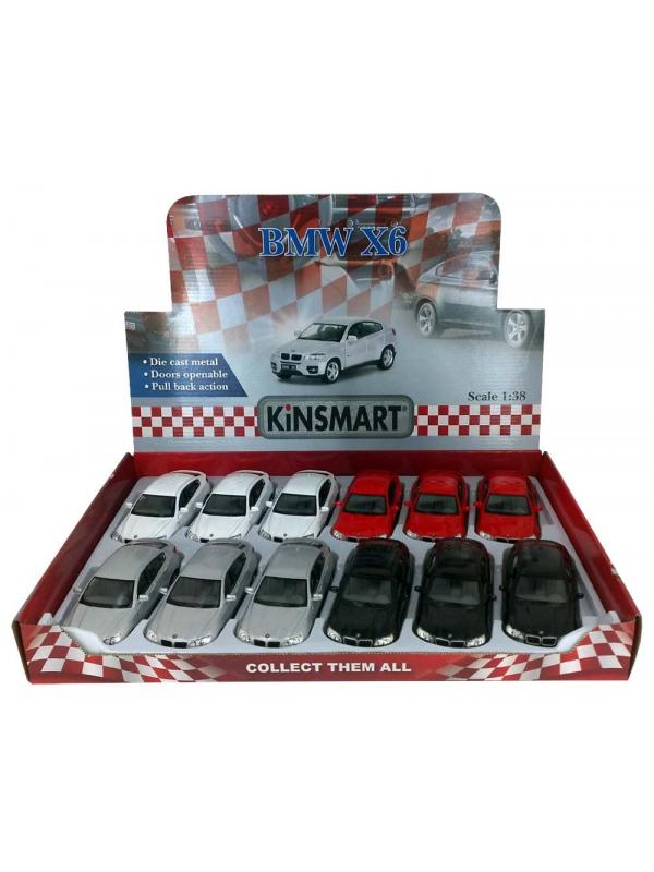 Металлическая машинка Kinsmart 1:38 «BMW X6» KT5336D, инерционная / Белый