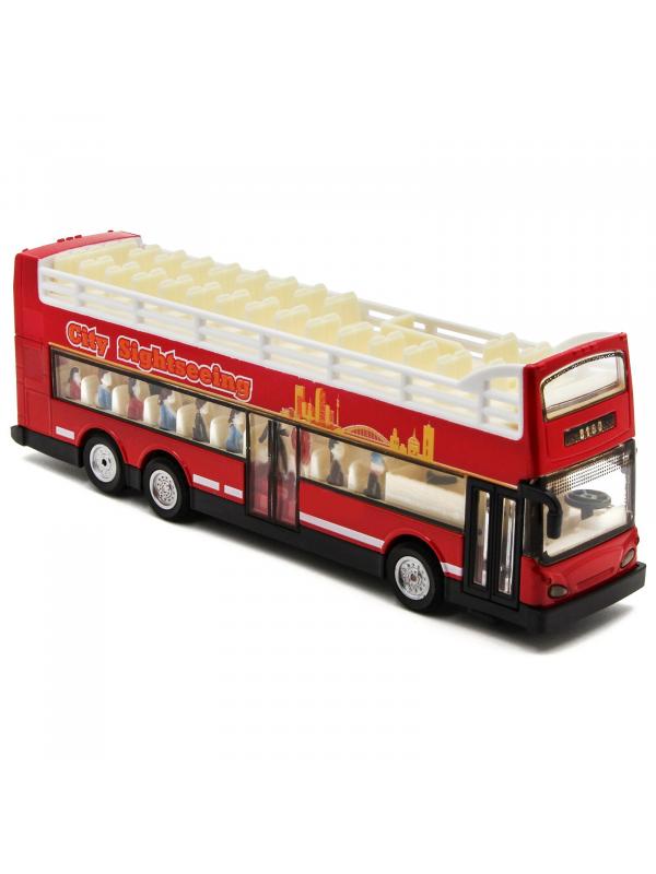 Металлическая машинка 1:66 «Автобус экскурсионный» А8150 инерционная, свет, звук / Красный