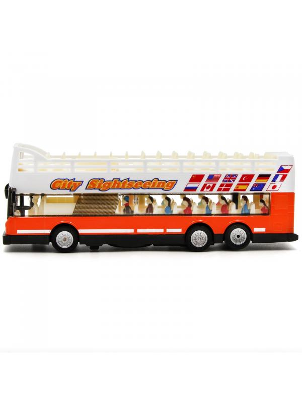 Металлическая машинка 1:66 «Автобус экскурсионный» А8150 инерционная, свет, звук / Оранжевый