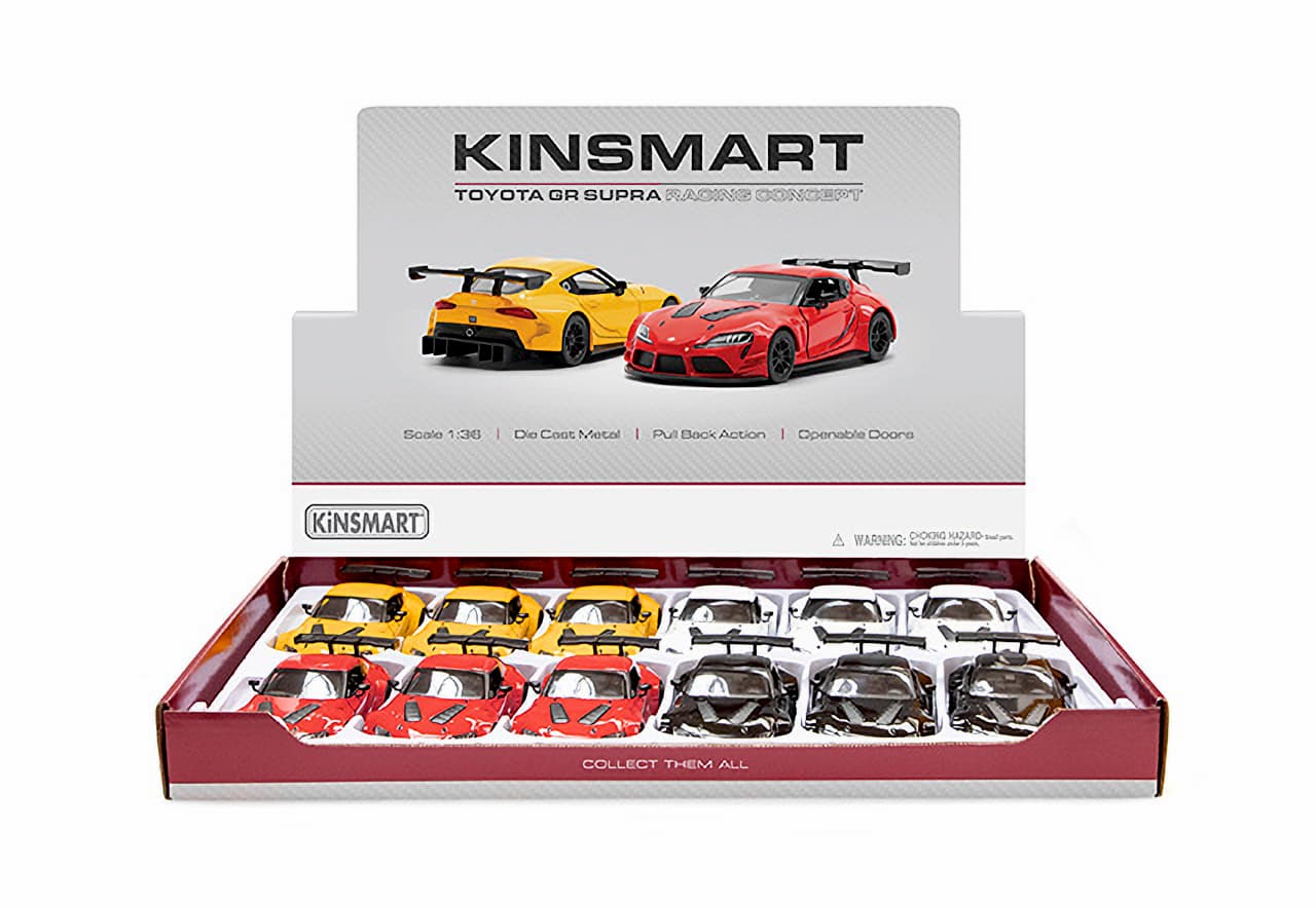 Металлическая машинка Kinsmart 1:36 «Toyota GR Supra Racing Concept» KT5421D, инерционная / Черный