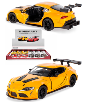Металлическая машинка Kinsmart 1:36 «Toyota GR Supra Racing Concept» KT5421D, инерционная / Желтый