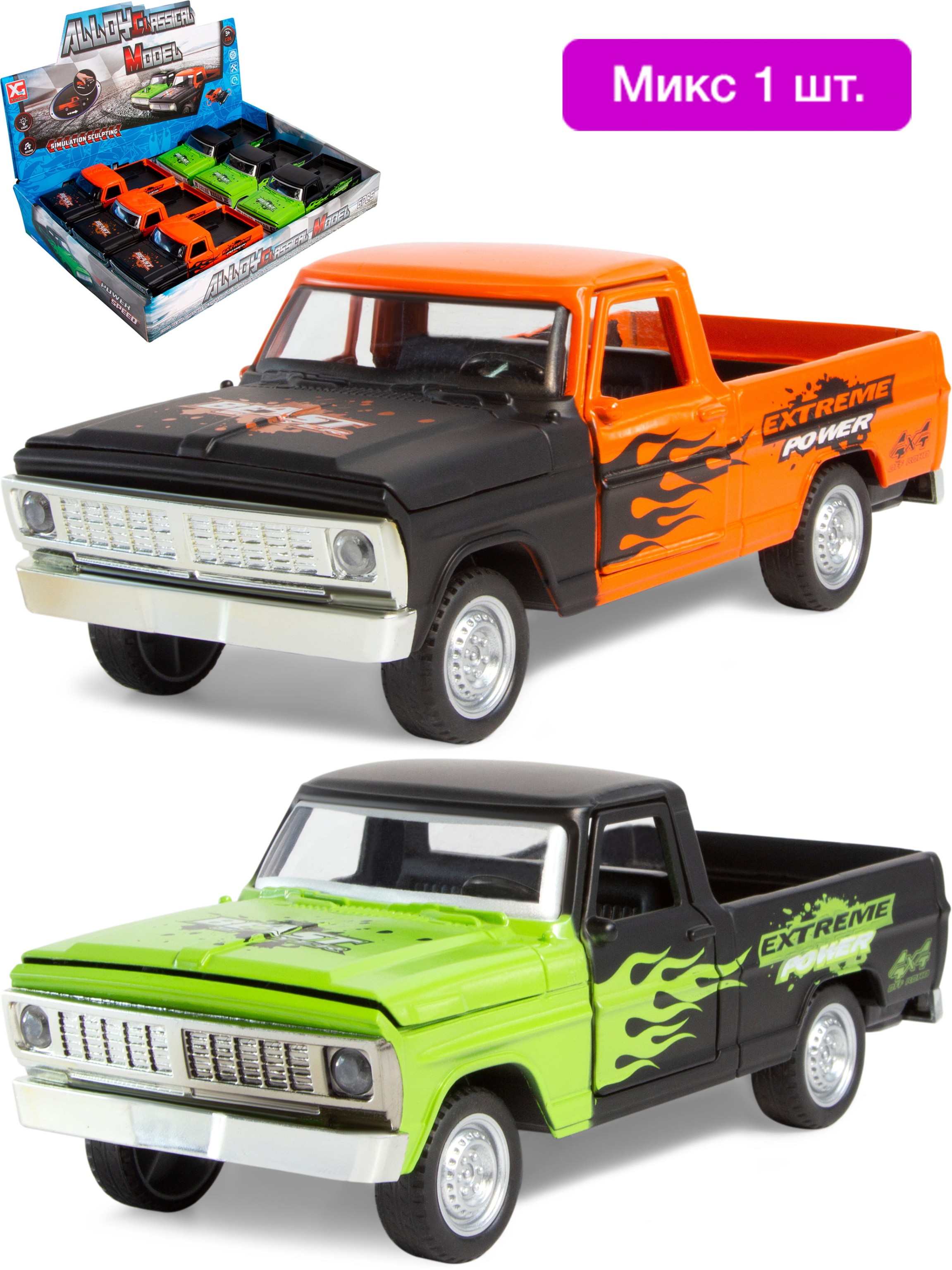 Металлическая машинка «Пикап» 1813Р-12D свет, звук, инерция / Микс