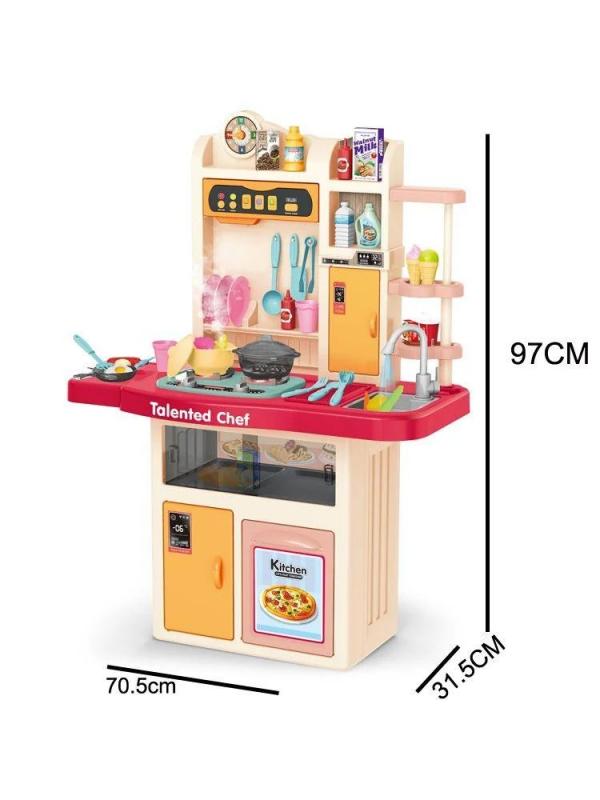 Детская интерактивная кухня 97 см с паром, водой, светом, звуком 922-105 / 60 аксессуаров