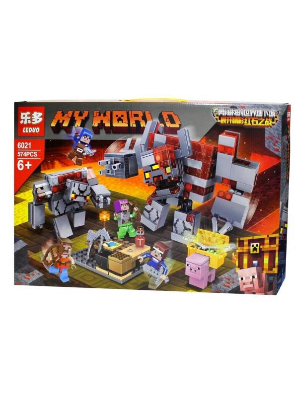 Конструктор Leduo Битва за красную пыль «My World» 6021 (Minecraft) / 574 детали