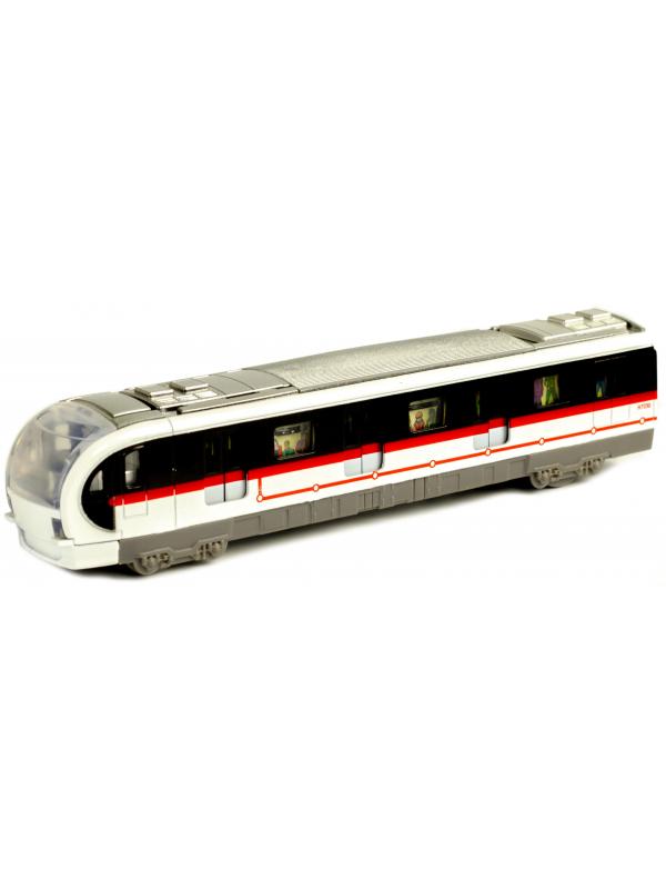 Металлический Метропоезд 1:43 Sonic City Subway 7030, 18,5 см. (открываются двери, звук, свет) / Серый