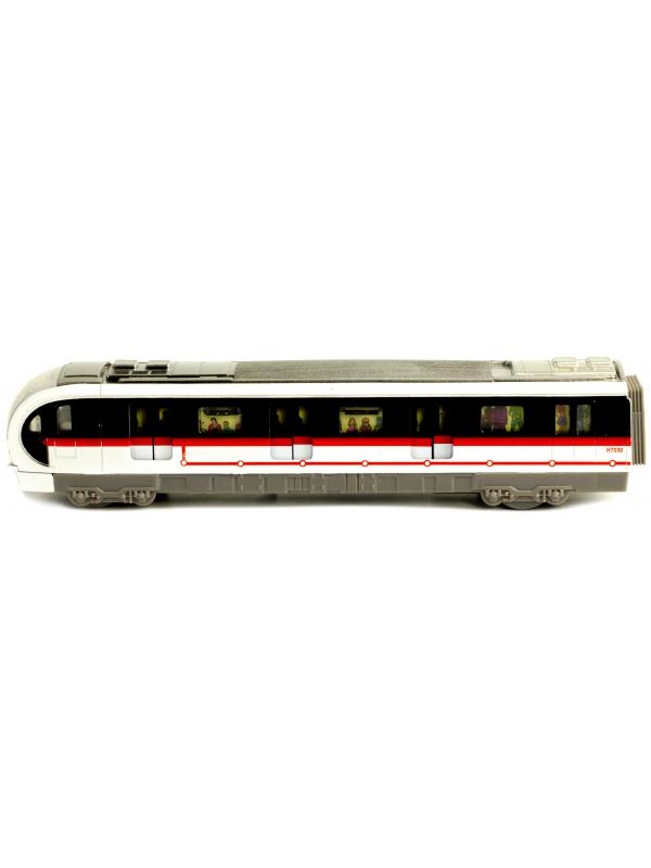 Металлический Метропоезд 1:43 Sonic City Subway 7030, 18,5 см. (открываются двери, звук, свет) / Серый