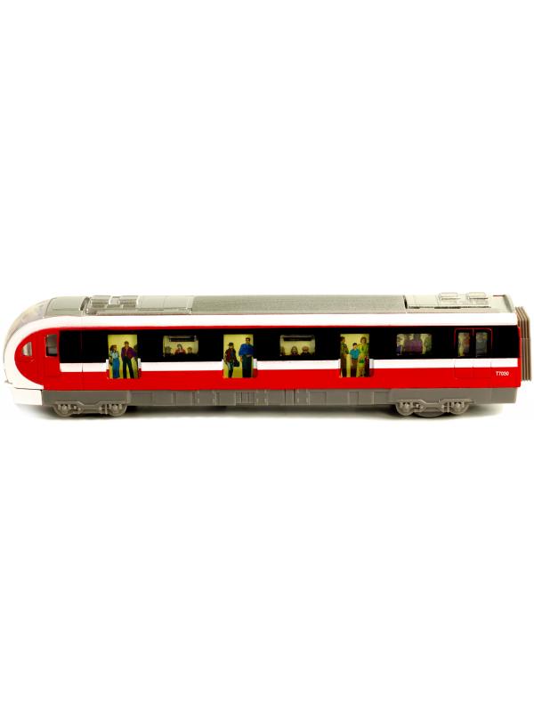 Металлический Метропоезд 1:43 Sonic City Subway 7030, 18,5 см. (открываются двери, звук, свет) / Красный