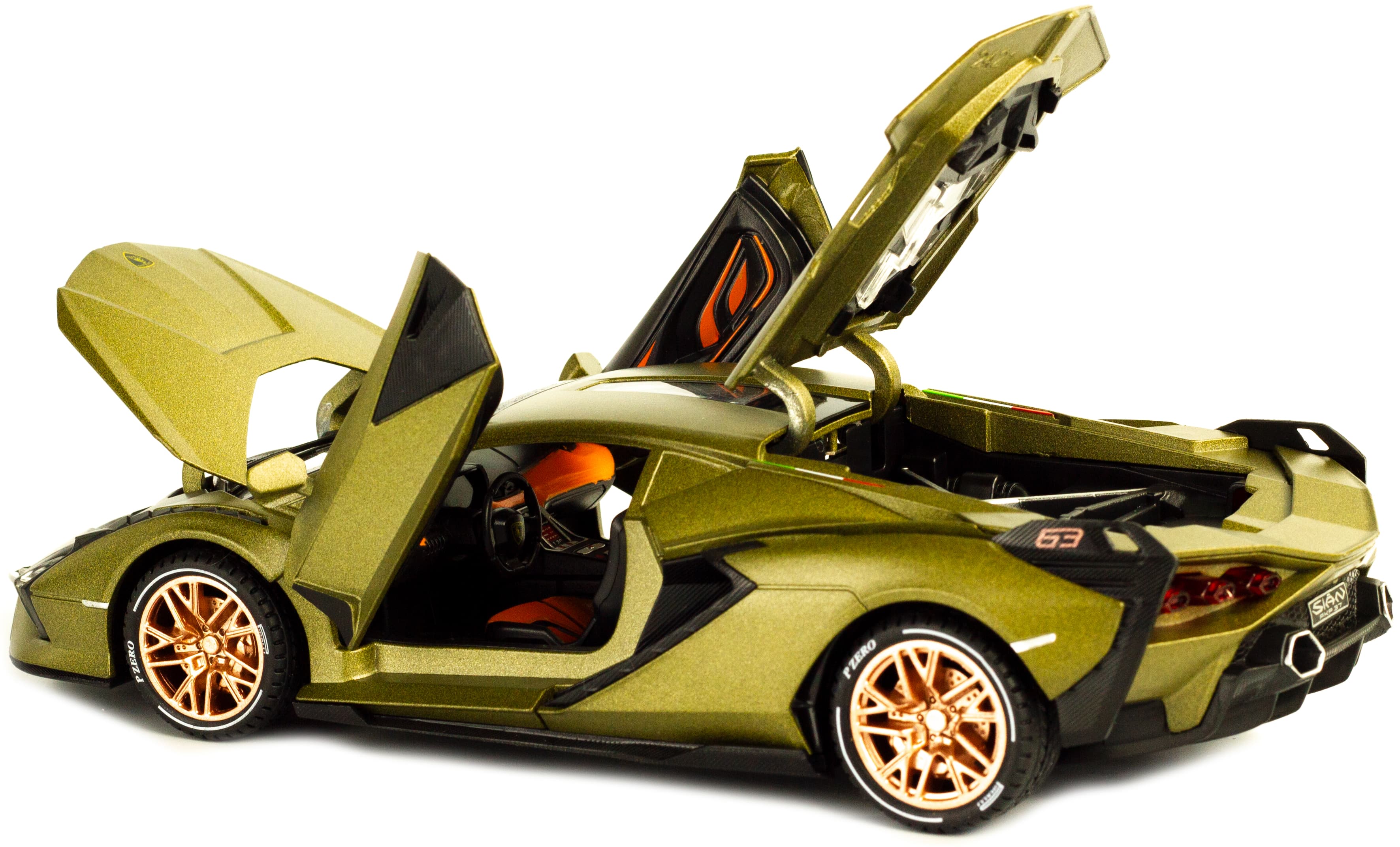 Металлическая машинка Che Zhi 1:24 «Lamborghini Sian» CZ129A, 21 см. инерционная, свет, звук / Микс