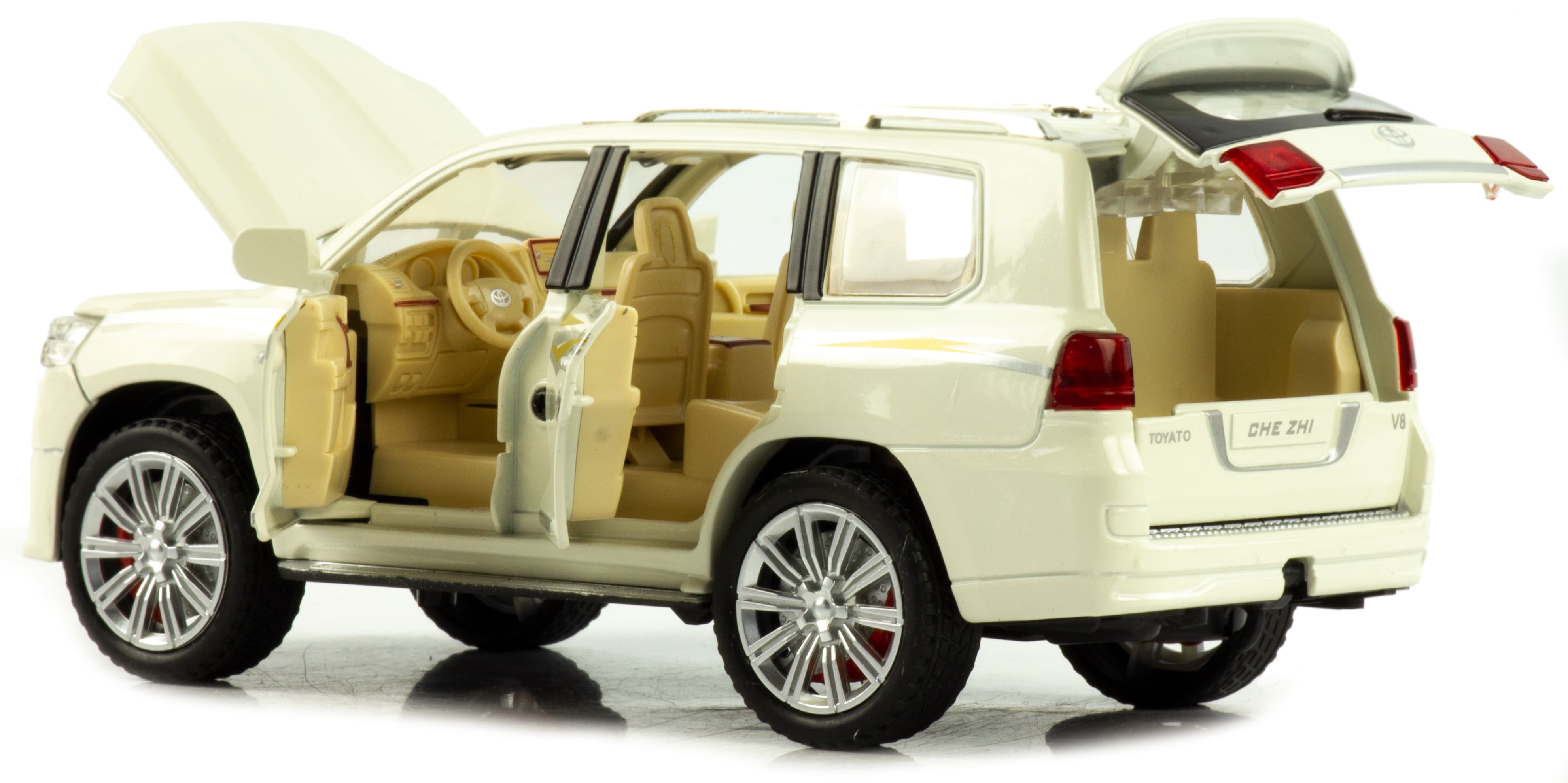 Металлическая машинка Che Zhi 1:24 «Toyota Land Cruiser 200» CZ123A, 20.2 см., инерционная, свет, звук / Микс