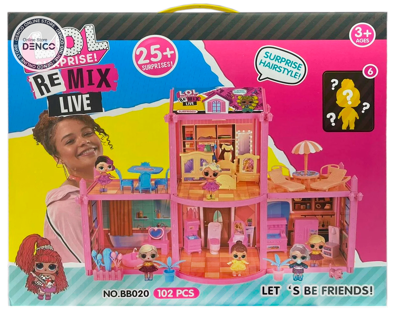 Игровой набор «Дом куклы OMG», 4 комнаты с мебелью, 6 кукол, 25 аксессуаров-сюрпризов / 38 см.