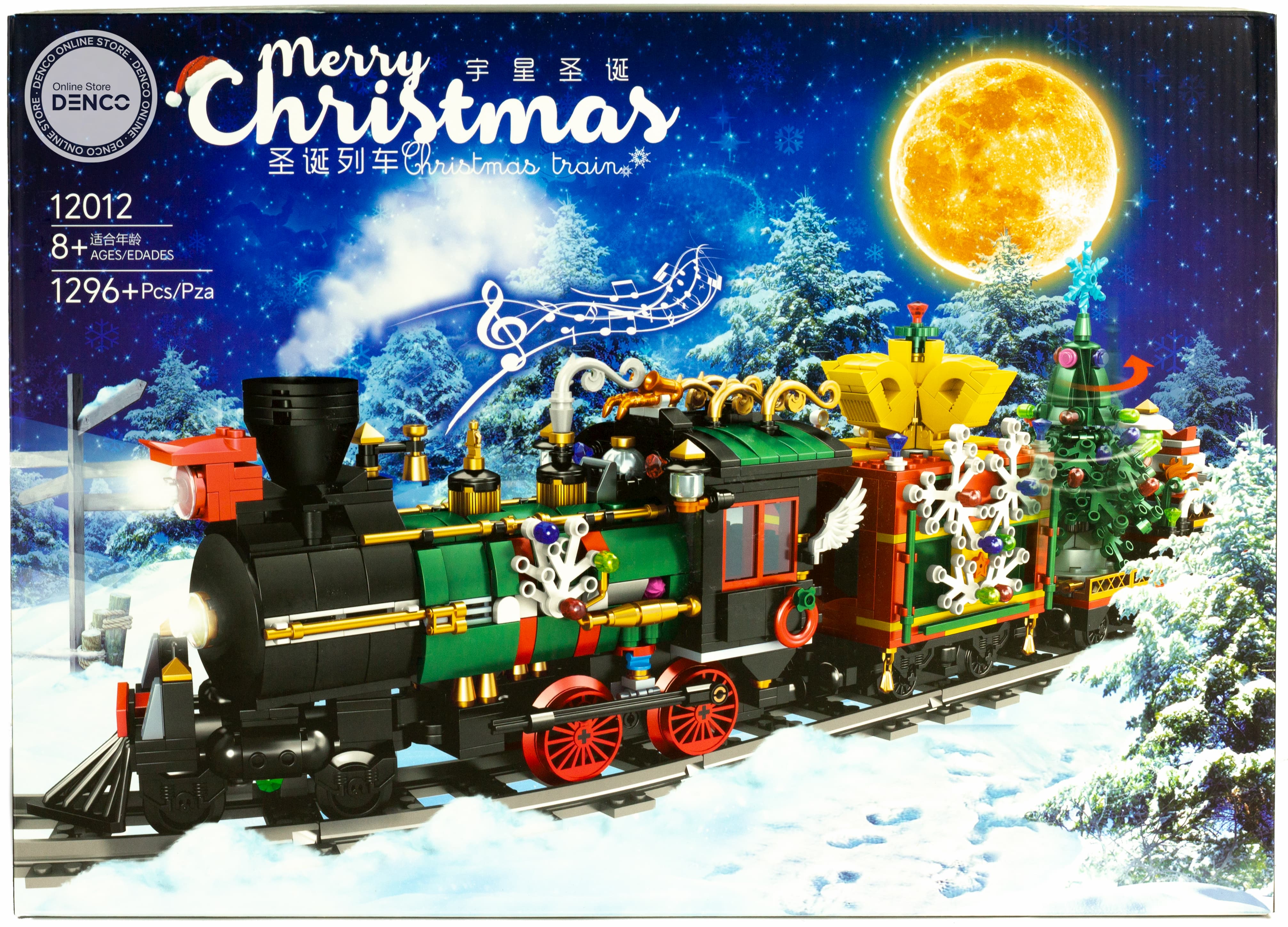 Конструктор Mould King «Рождественский поезд на радиоуправлении» 12012 Merry Christmas / 1296 деталей