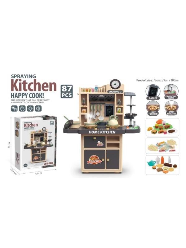 Детская кухня 100 см с водой, паром и со световыми, звуковыми эффектами 5745 / 87 предметов