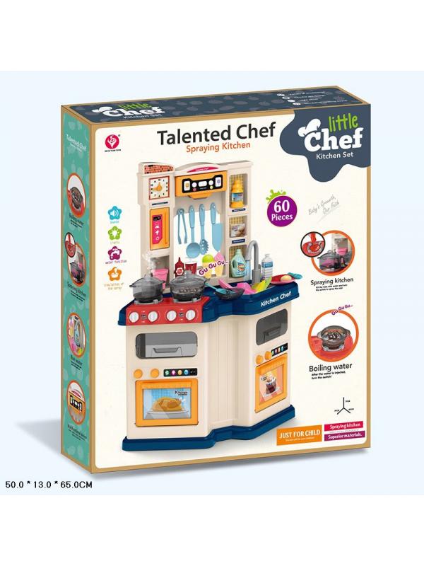 Детская игровая кухня «Talented Chef Kitchen» с буфетом, со светом,с водичкой, высота 74 см., 922-111 / 60 предметов