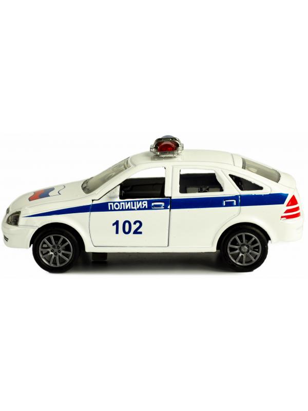 Металлическая машинка 1:43 «Priora: Полиция» 12 см. 836-B3B инерционная, двери, свет, звук / Белый