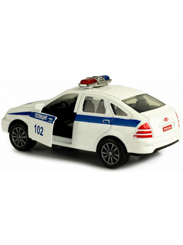 Металлическая машинка 1:43 «Priora: Полиция» 12 см. 836-B3B инерционная, двери, свет, звук / Белый