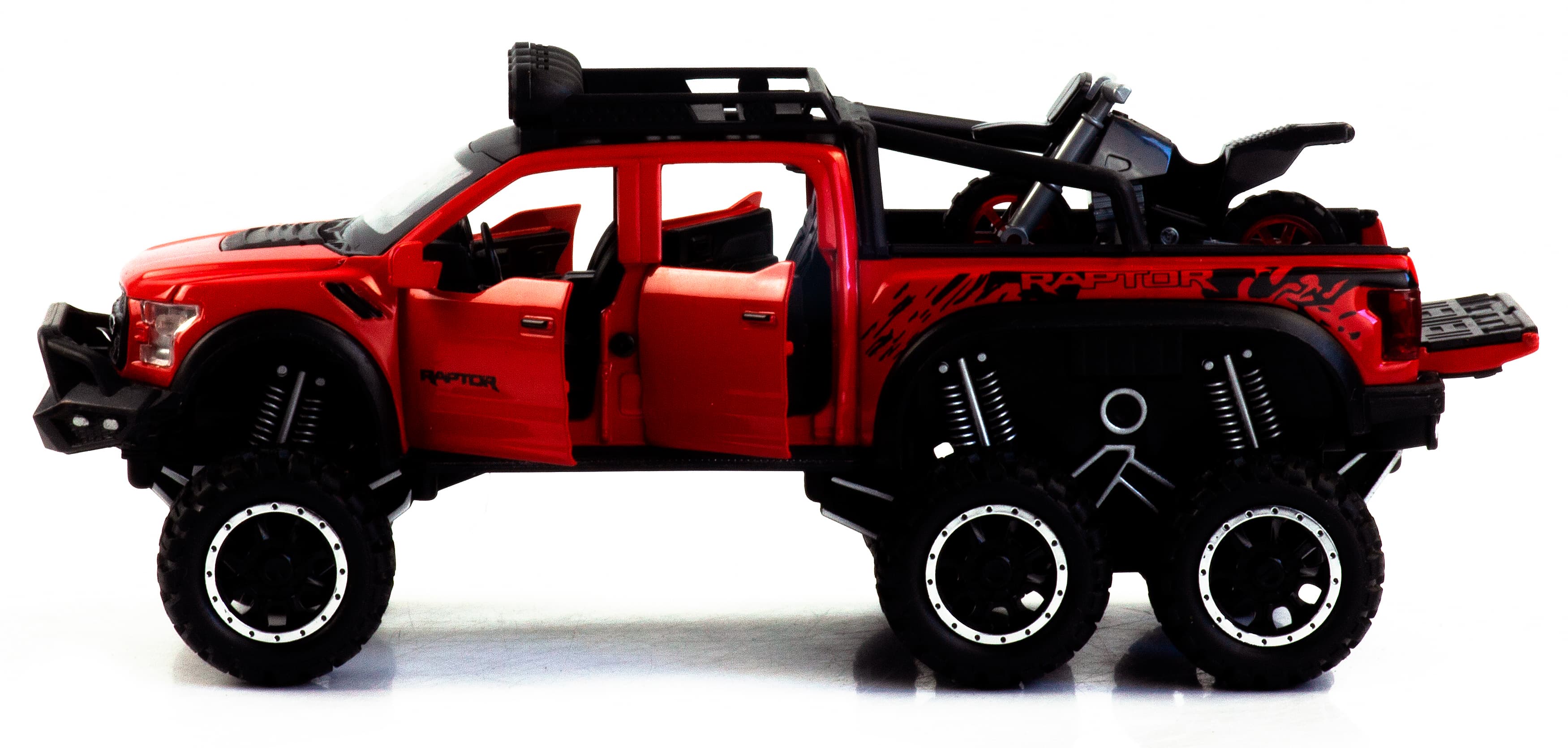 Металлическая машинка Che Zhi 1:28 «Ford Raptor F150» CZ24A, инерционная, свет, звук / Микс