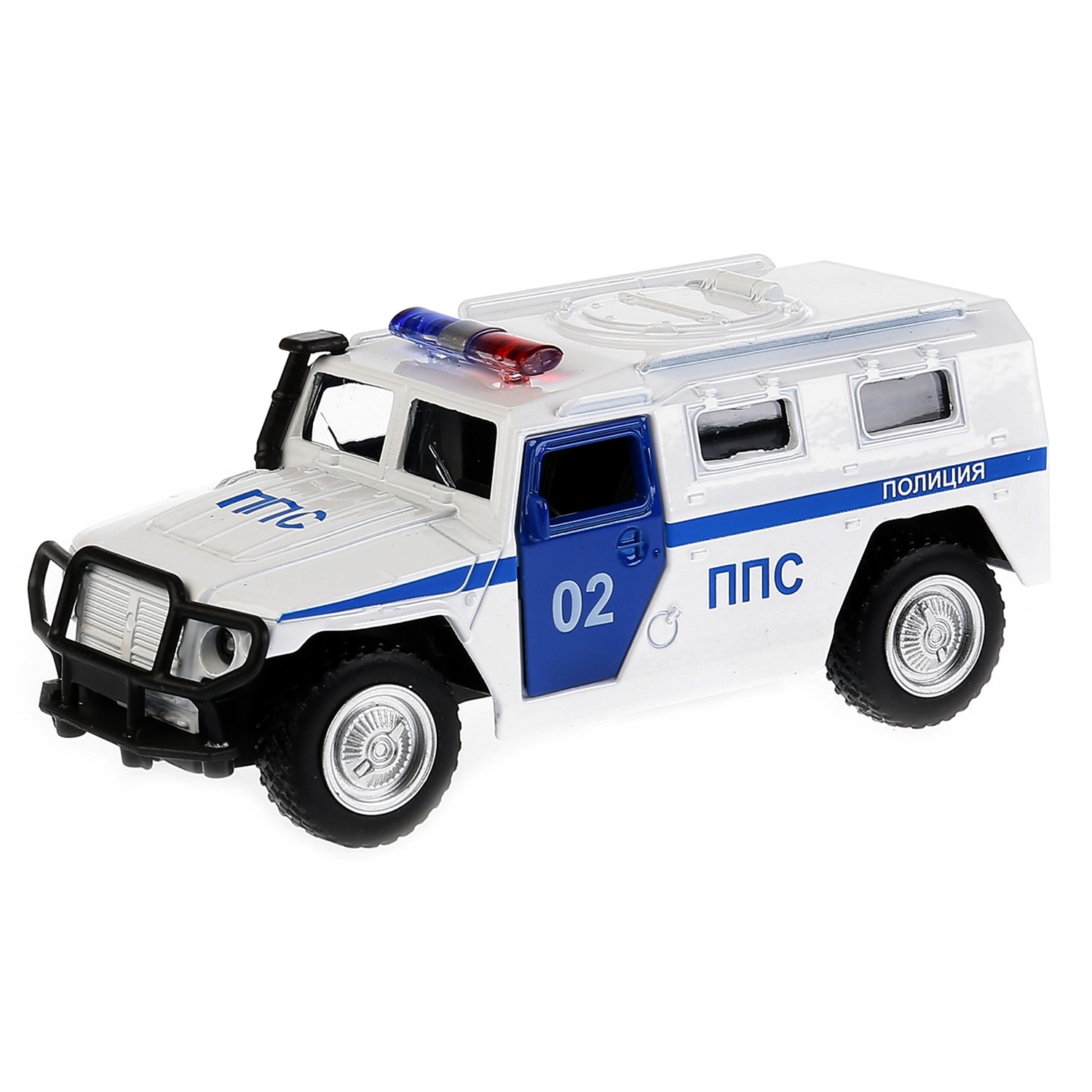 Металлическая машинка Play Smart 1:43 «GAZ-2330 Тигр Боевая бронированная машина: Полиция ППС» 11 см. 6408-B Автопарк, инерционная