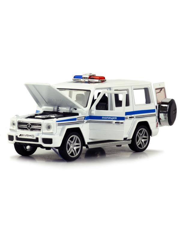 Металлическая машинка MiniAuto 1:32 «Mercedes-Benz G65 AMG: Полиция» 16 см. 3212G-3 инерционная, звук, свет