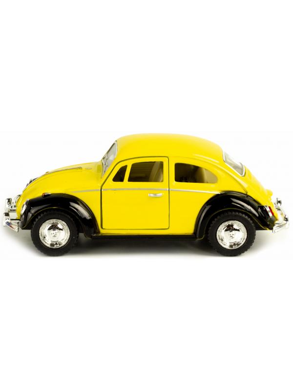 Металлическая машинка Kinsmart 1:32 «1967 Volkswagen Classical Beetle (Черное крыло)» KT5373DE инерционная / Желтый