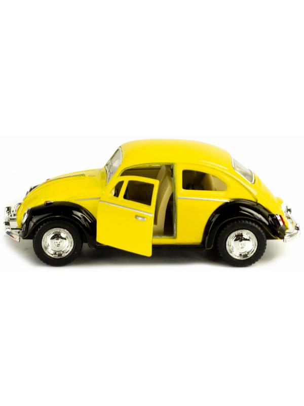 Металлическая машинка Kinsmart 1:32 «1967 Volkswagen Classical Beetle (Черное крыло)» KT5373DE инерционная / Желтый