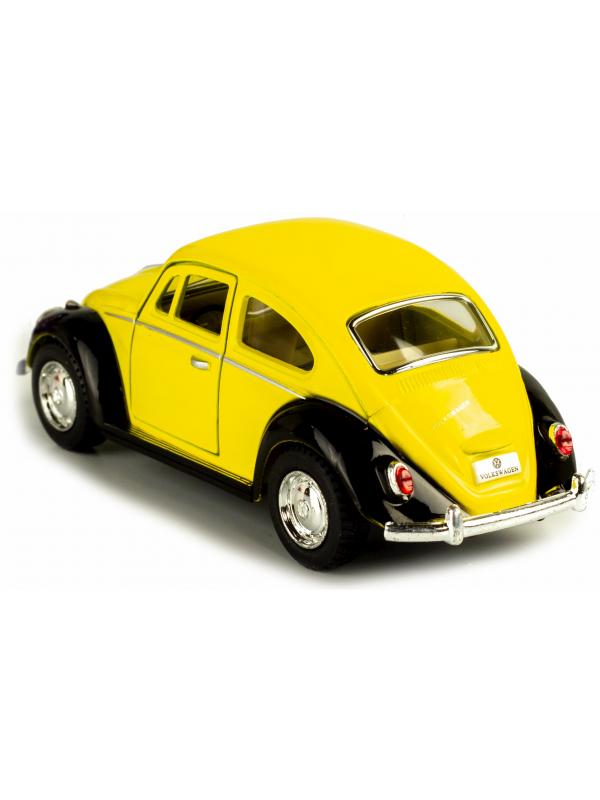 Металлическая машинка Kinsmart 1:32 «1967 Volkswagen Classical Beetle (Черное крыло)» KT5373DE инерционная / Желтый