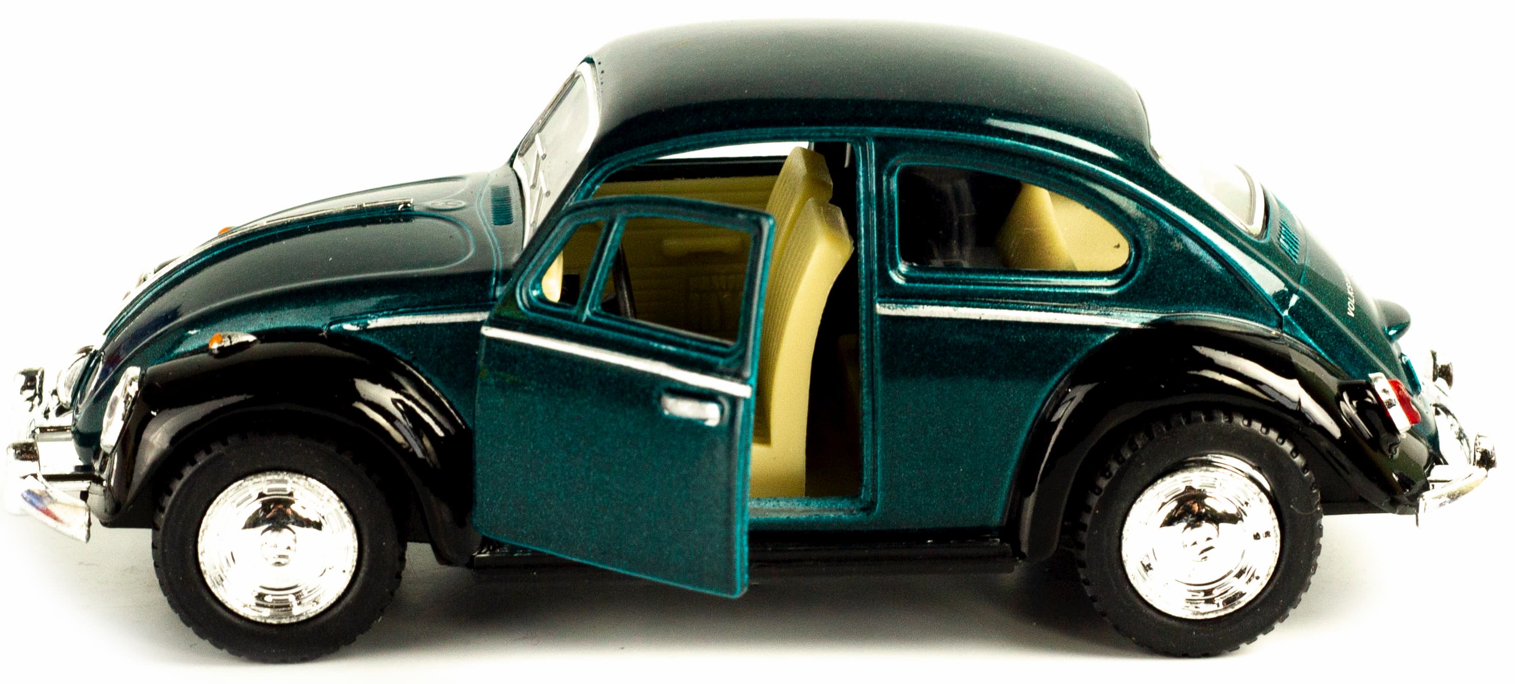 Металлическая машинка Kinsmart 1:32 «1967 Volkswagen Classical Beetle (Черное крыло)» KT5373DE инерционная / Зеленый