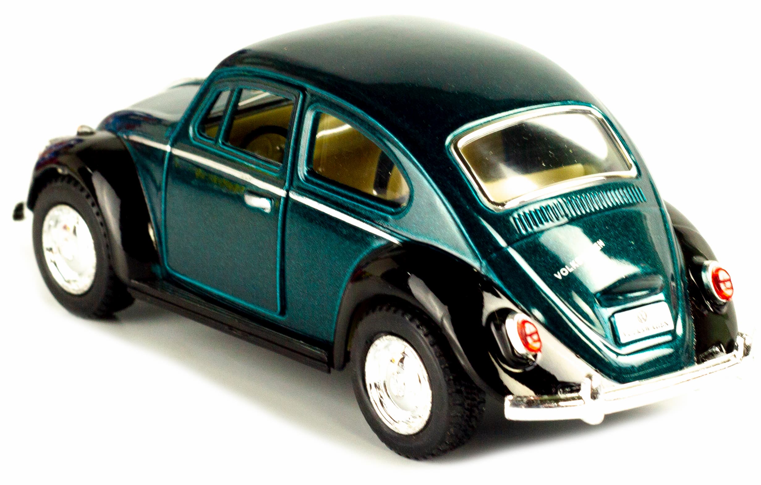 Металлическая машинка Kinsmart 1:32 «1967 Volkswagen Classical Beetle (Черное крыло)» KT5373DE инерционная / Зеленый