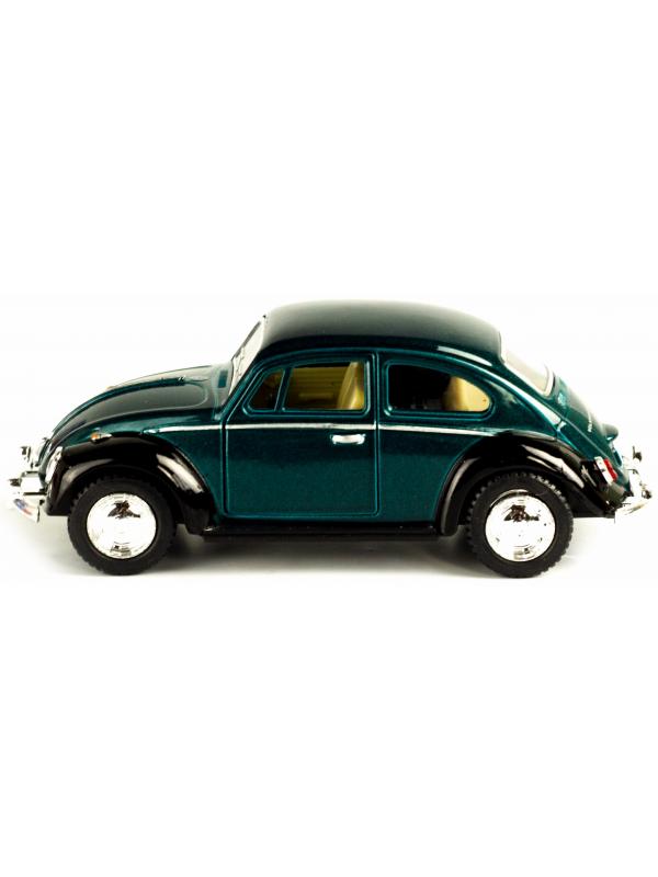 Металлическая машинка Kinsmart 1:32 «1967 Volkswagen Classical Beetle (Черное крыло)» KT5373DE инерционная / Зеленый