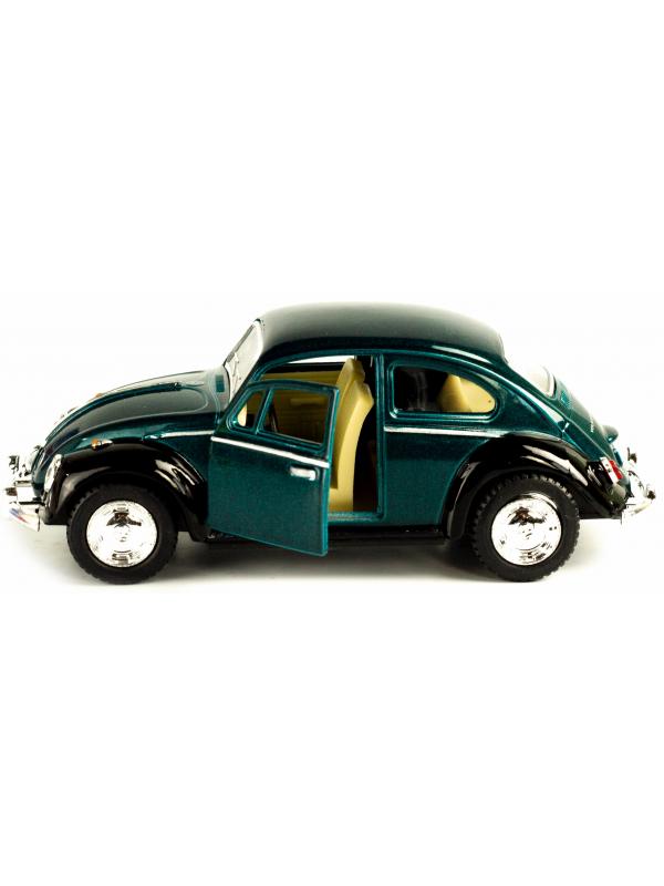 Металлическая машинка Kinsmart 1:32 «1967 Volkswagen Classical Beetle (Черное крыло)» KT5373DE инерционная / Зеленый