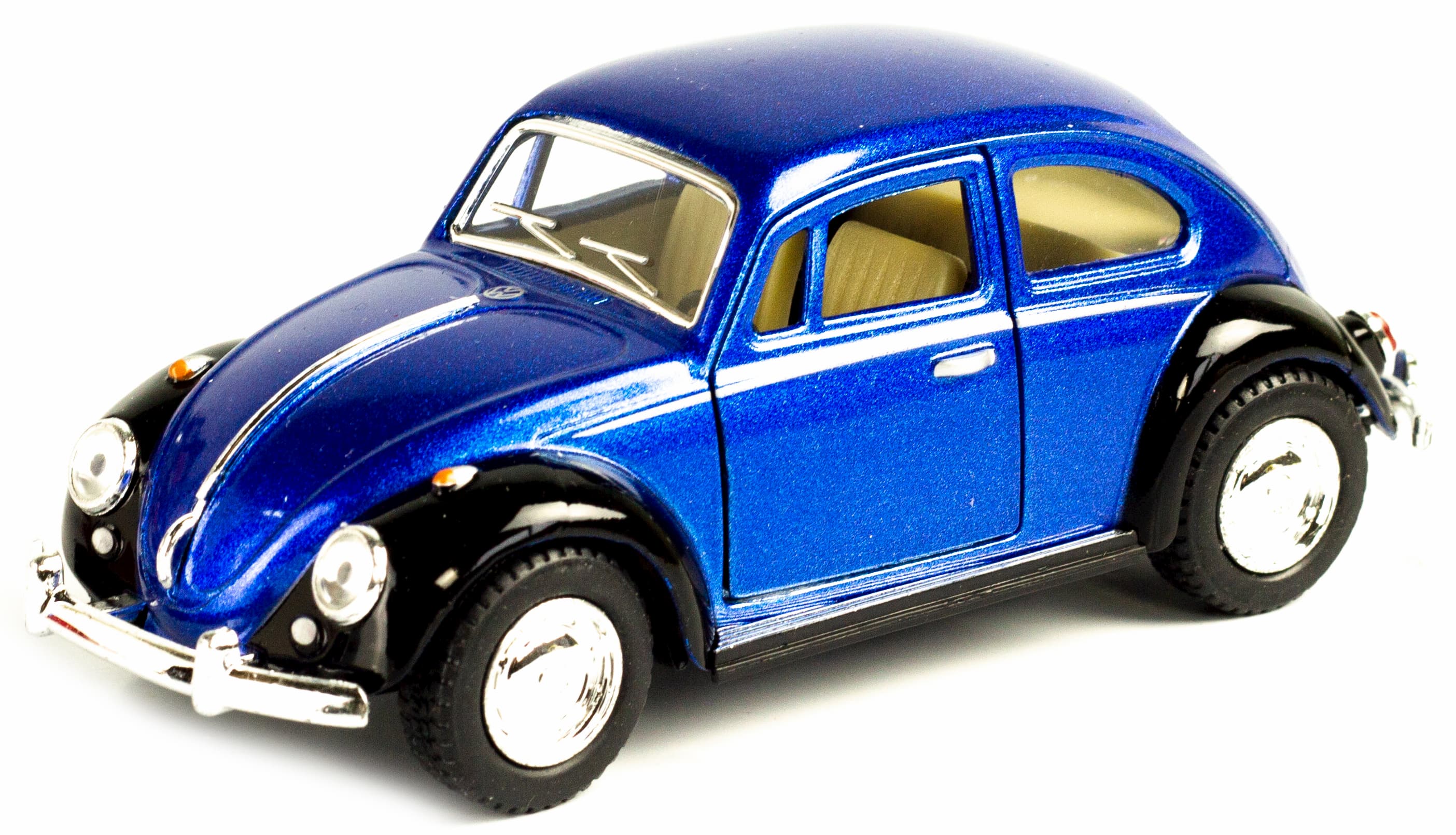 Металлическая машинка Kinsmart 1:32 «1967 Volkswagen Classical Beetle (Черное крыло)» KT5373DE инерционная / Синий