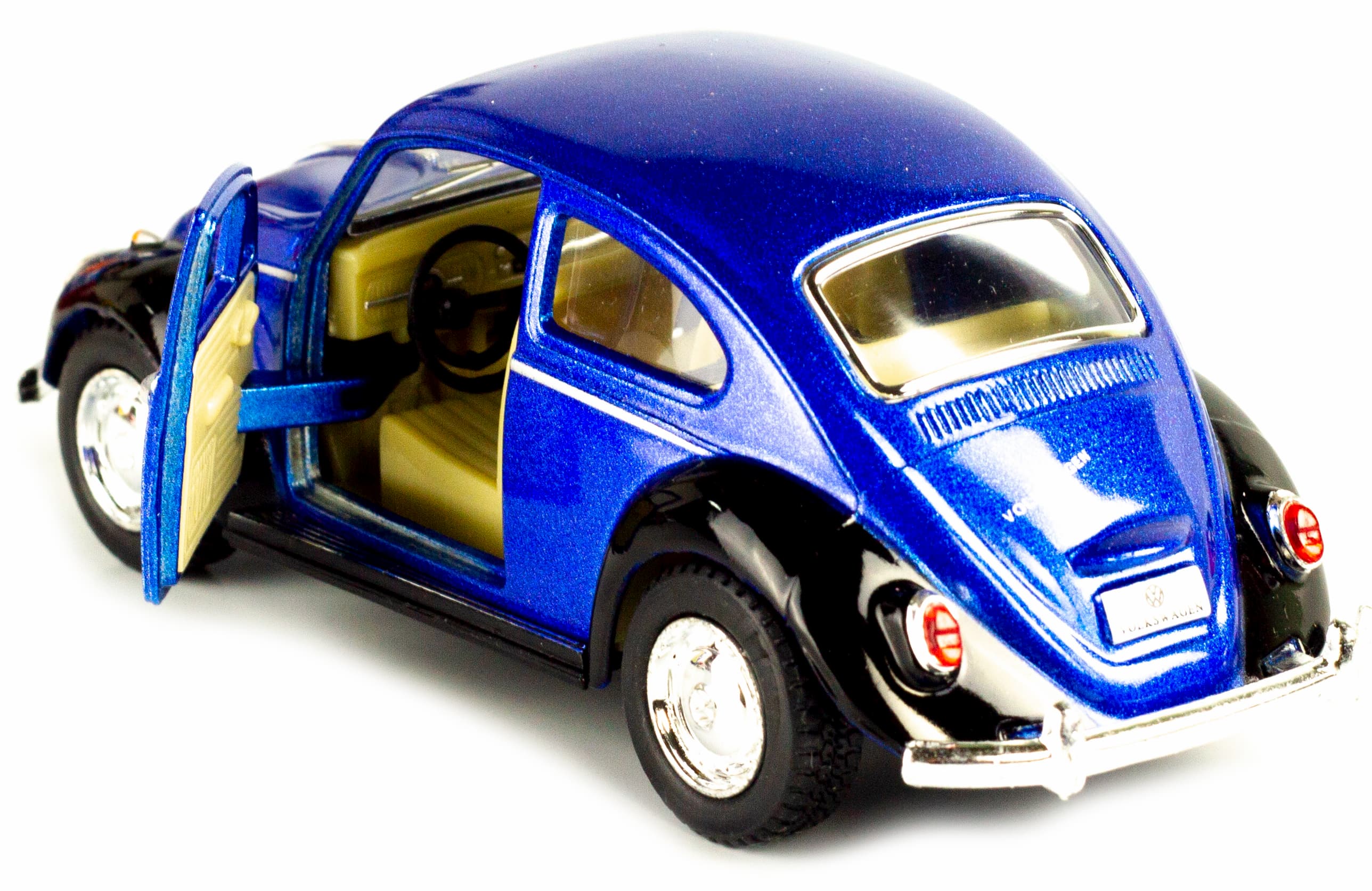 Металлическая машинка Kinsmart 1:32 «1967 Volkswagen Classical Beetle (Черное крыло)» KT5373DE инерционная / Синий