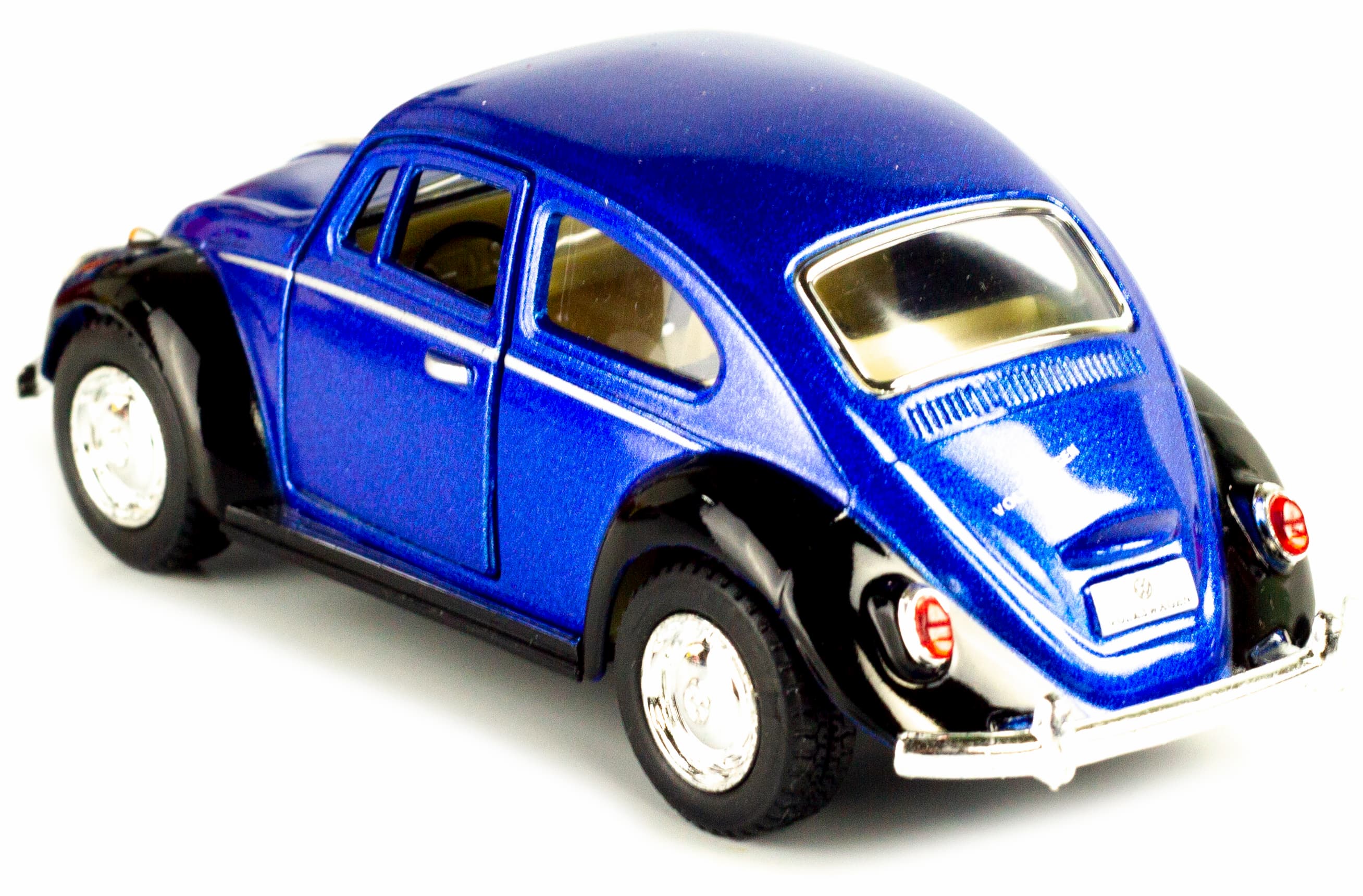 Металлическая машинка Kinsmart 1:32 «1967 Volkswagen Classical Beetle (Черное крыло)» KT5373DE инерционная / Синий