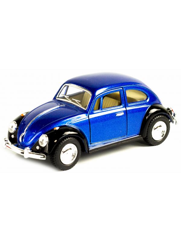 Металлическая машинка Kinsmart 1:32 «1967 Volkswagen Classical Beetle (Черное крыло)» KT5373DE инерционная / Синий