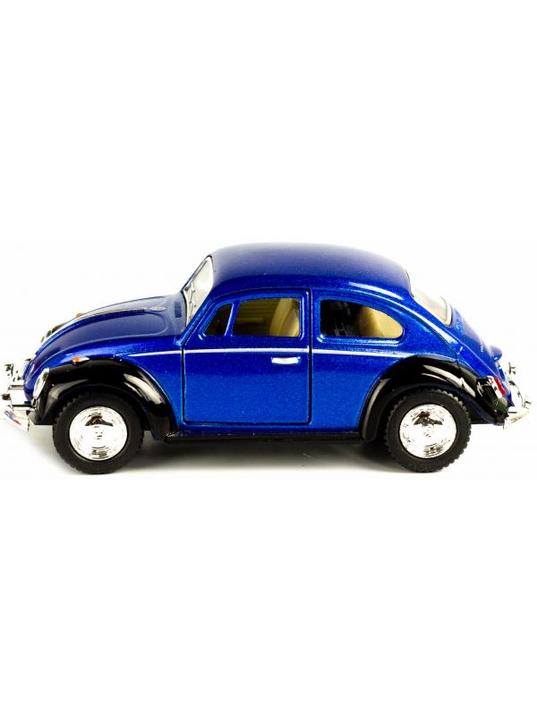 Металлическая машинка Kinsmart 1:32 «1967 Volkswagen Classical Beetle (Черное крыло)» KT5373DE инерционная / Синий