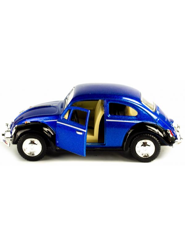 Металлическая машинка Kinsmart 1:32 «1967 Volkswagen Classical Beetle (Черное крыло)» KT5373DE инерционная / Синий